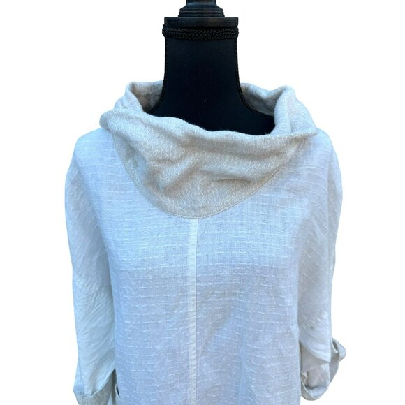 Flax Poetry Pullover Cowl Neck 100% Linen Lagenlook Top Minimalist Off White 6 - Picture 3 of 10